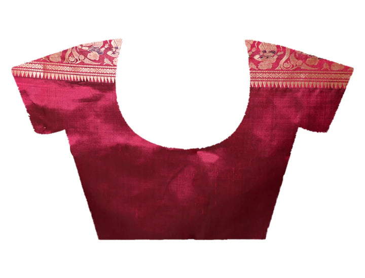 PURE HANDWOVEN BALUCHARI SILK SAREE IN MAGENTA COLOR WITH DUAL-COLOR MINAKARI RESHAM WEAVING