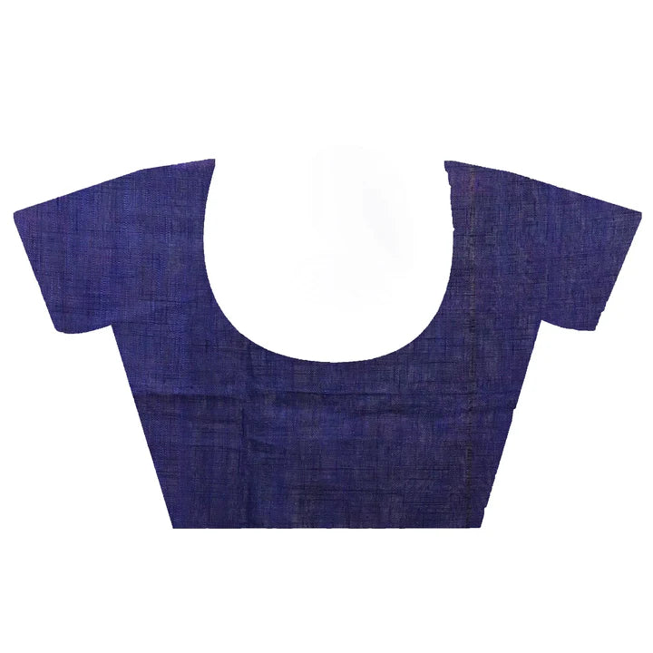 BLUE HANDLOOM COTTON SAREE WITH GHEECHA PALLU