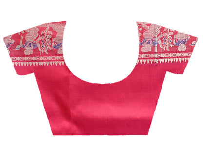 PURE HANDWOVEN SWARNACHARI SILK SAREE IN RED COLOR WITH DUAL-COLOR MINAKARI ZARI WEAVING