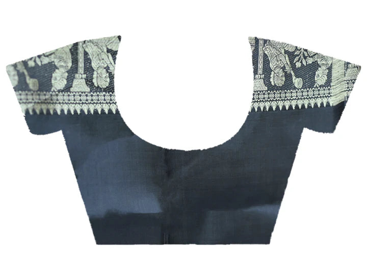 PURE HANDWOVEN BALUCHARI SILK SAREE IN BLACK COLOR WITH TRADITIONAL RESHAM WEAVING