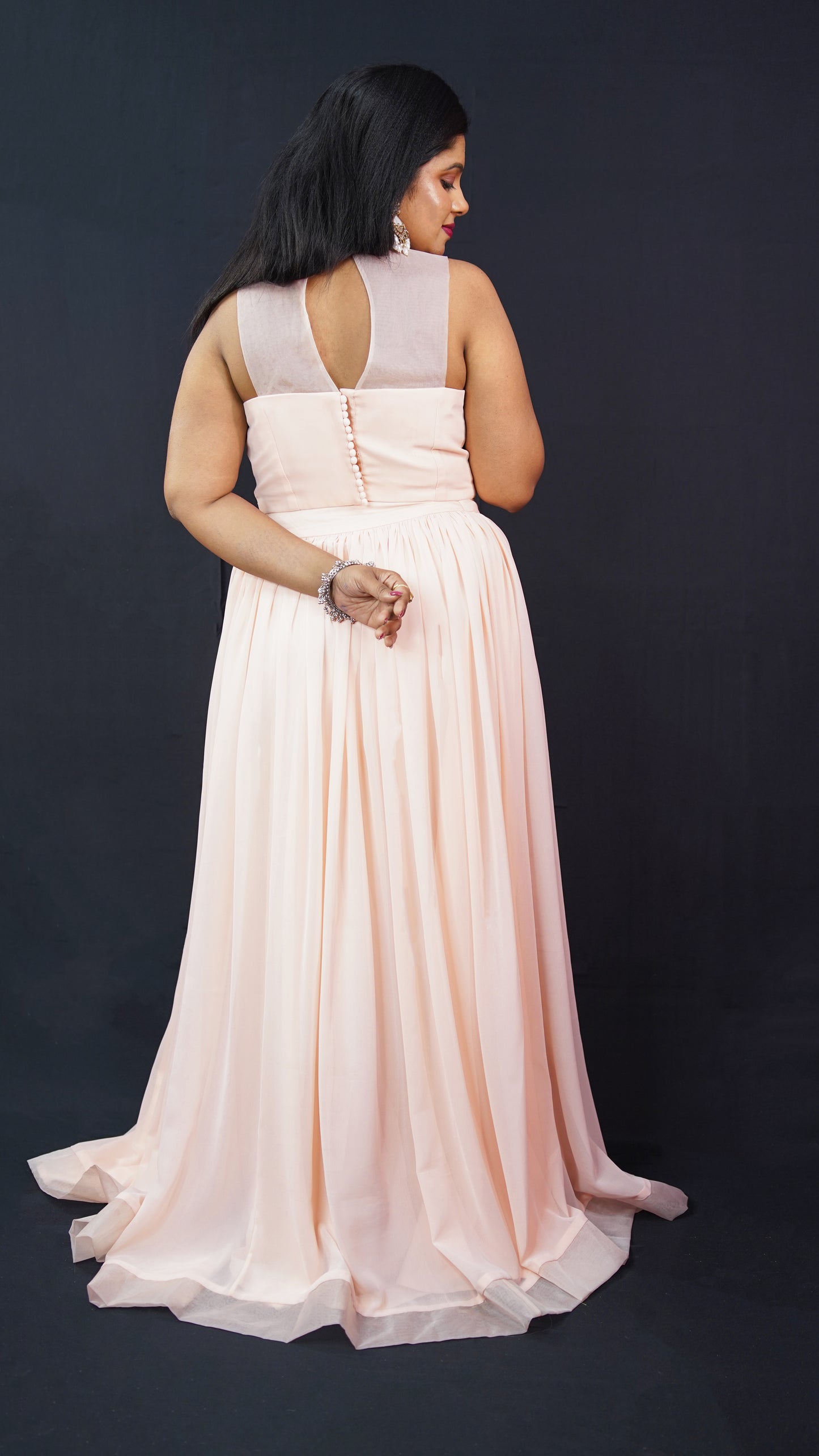 LEHENGA SET WITH HAND EMBELLISHED CONTEMPORARY BLOUSE IN LIGHT PEACH SHADE