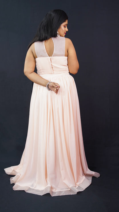 LEHENGA SET WITH HAND EMBELLISHED CONTEMPORARY BLOUSE IN LIGHT PEACH SHADE
