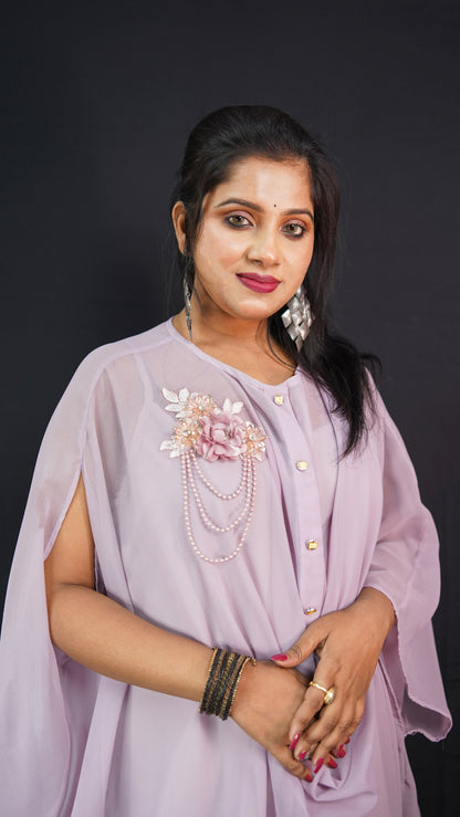 PINK DRAPE SHIRT DRESS WITH MINIMALIST DETAILING